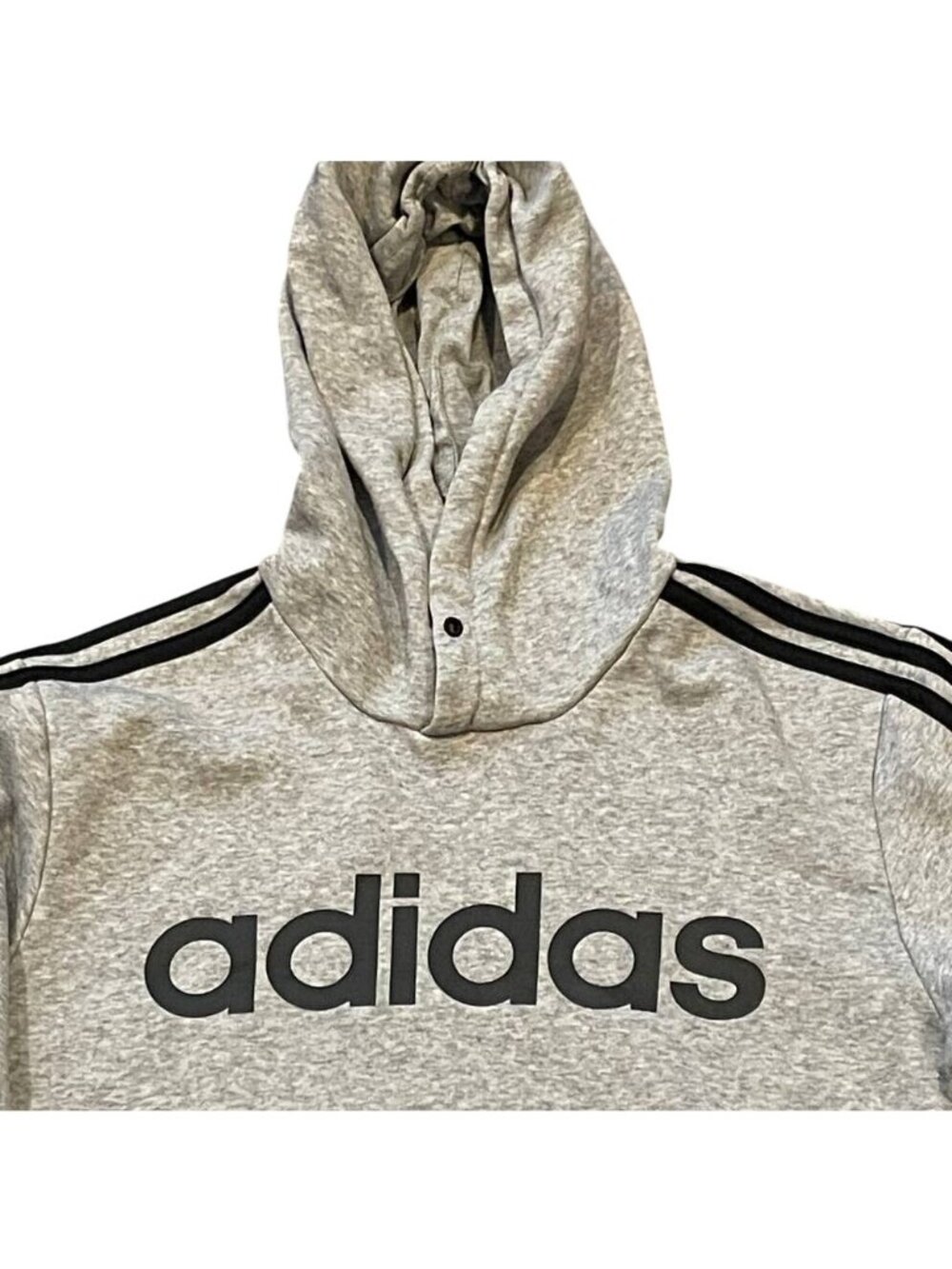 Adidas Hoodie Sweatshirt Classic Stripes Mens Size Small Gray and Black - Picture 6 of 8